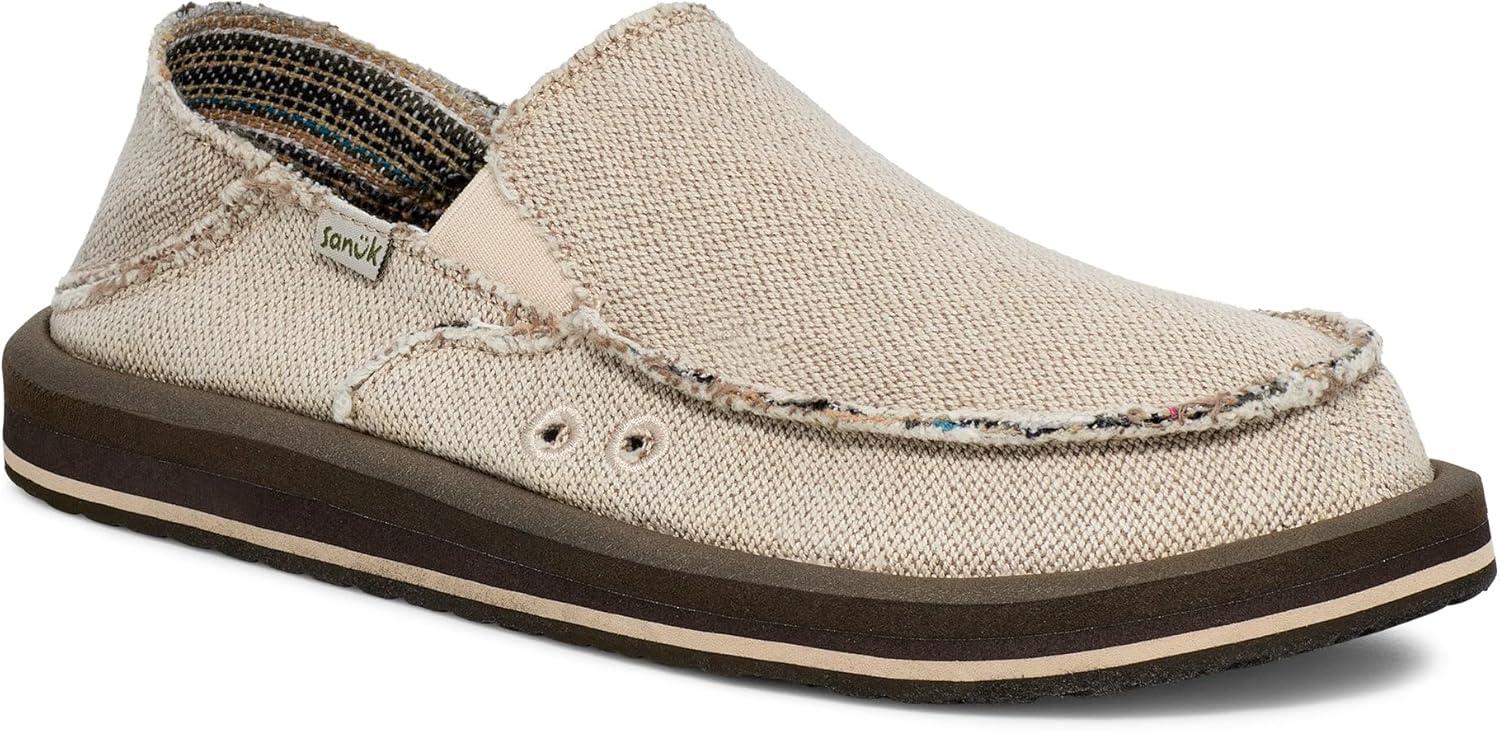 imageSanuk Mens Donny Hemp 2 Tone  Mens Shoes  Slip On Shoes for Men  Mens Slipon Loafers  Memory Foam FootbedNatural