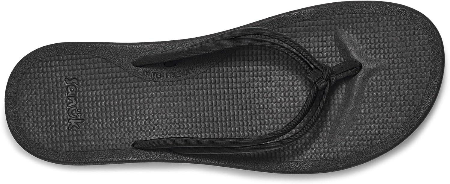 imageSanuk Womens Cosmic Sands  Water Resistant Flip Flops for Women  EVA Footbed With Arch Support  Womens Beach SandalsBlack