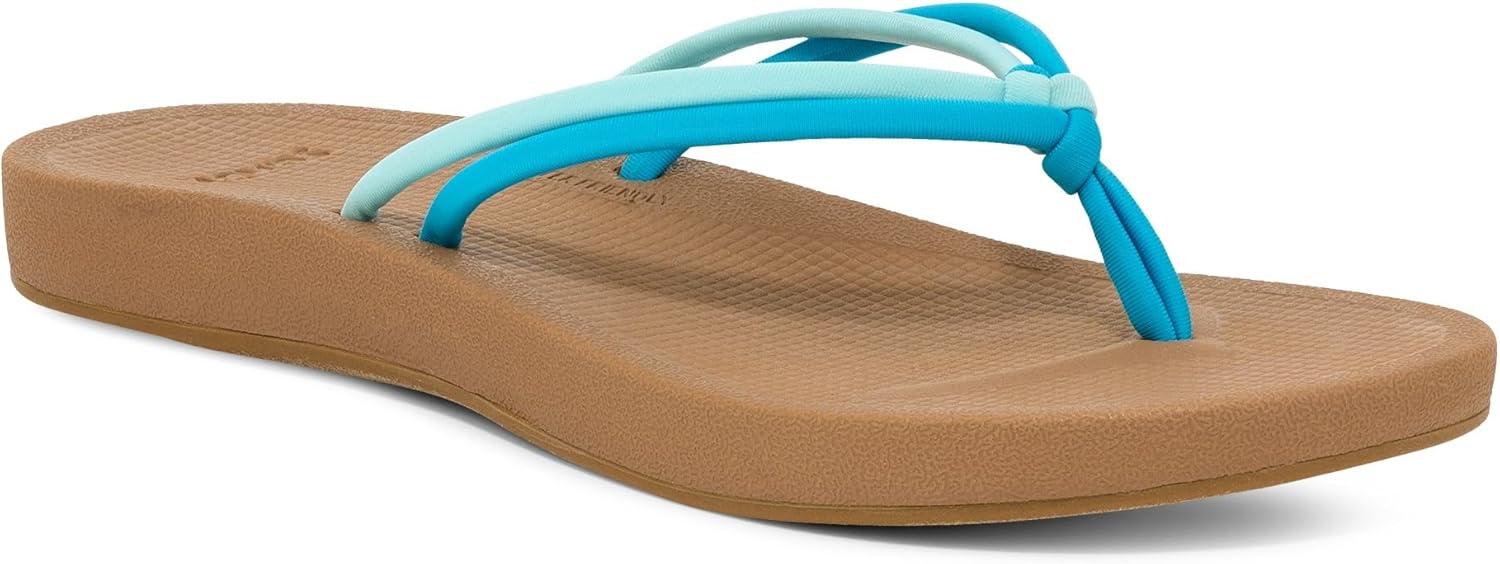imageSanuk Womens Cosmic Sands  Water Resistant Flip Flops for Women  EVA Footbed With Arch Support  Womens Beach SandalsHawaiian Ocean Multi