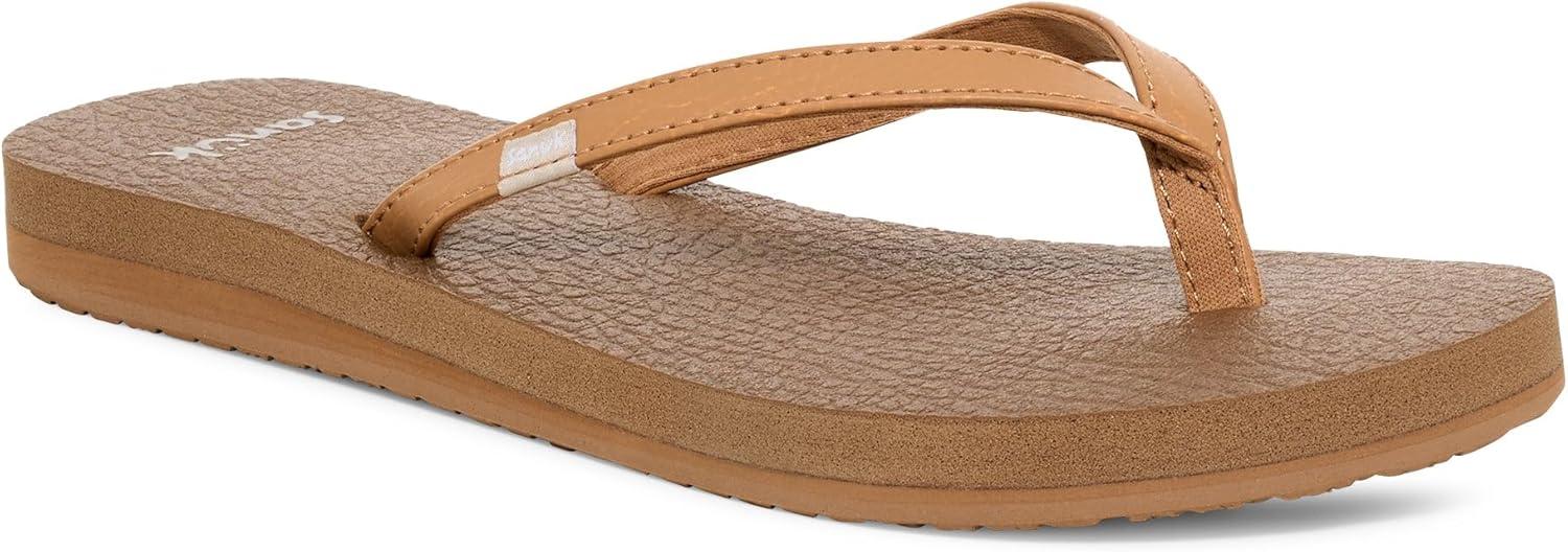imageSanuk Yoga Spree 4  Flip Flops for Women  Yoga Sandals For Women  Womens Beach Sandals  Memory Foam FootbedTan