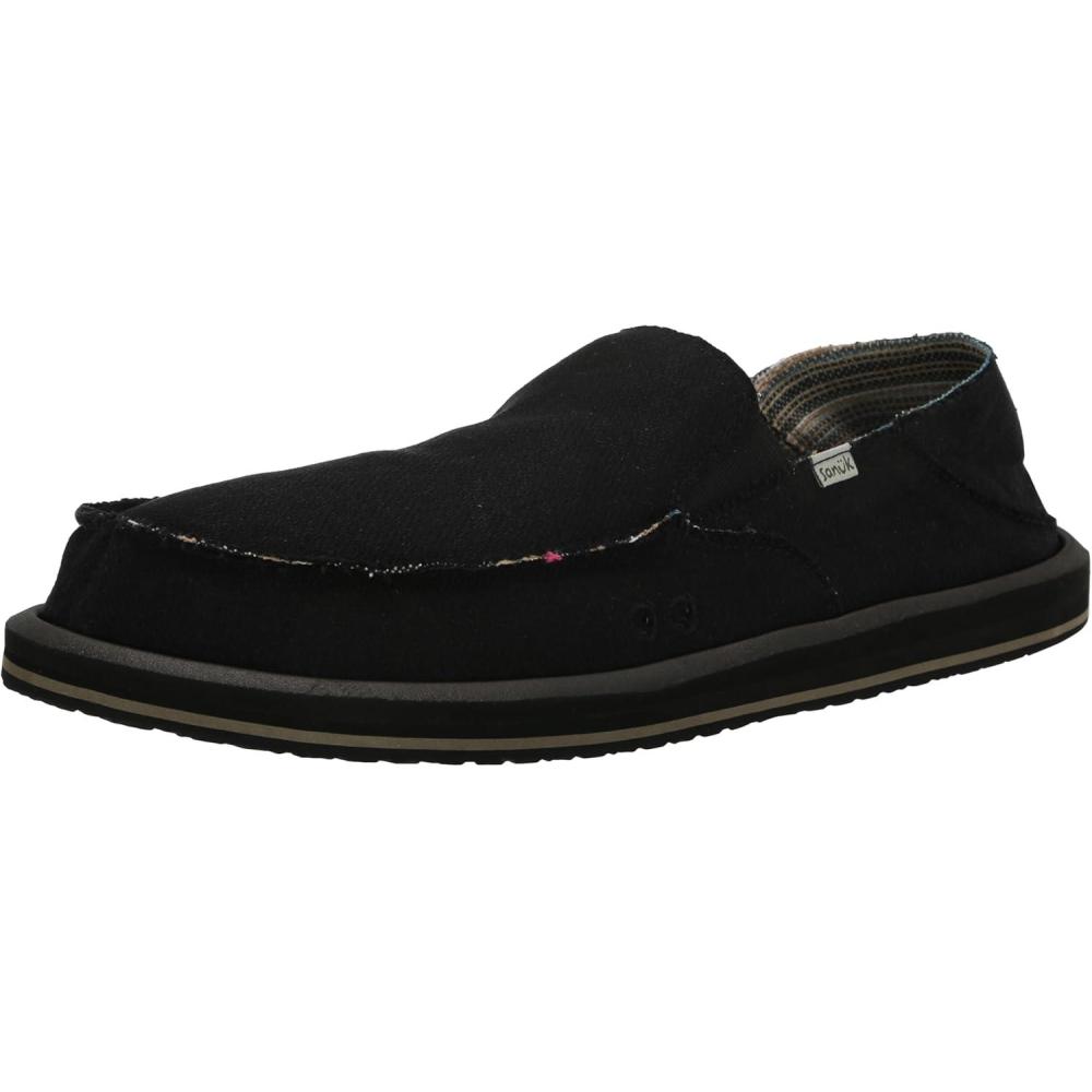 imageSanuk Mens Donny Hemp 2 Tone  Mens Shoes  Slip On Shoes for Men  Mens Slipon Loafers  Memory Foam FootbedBlack