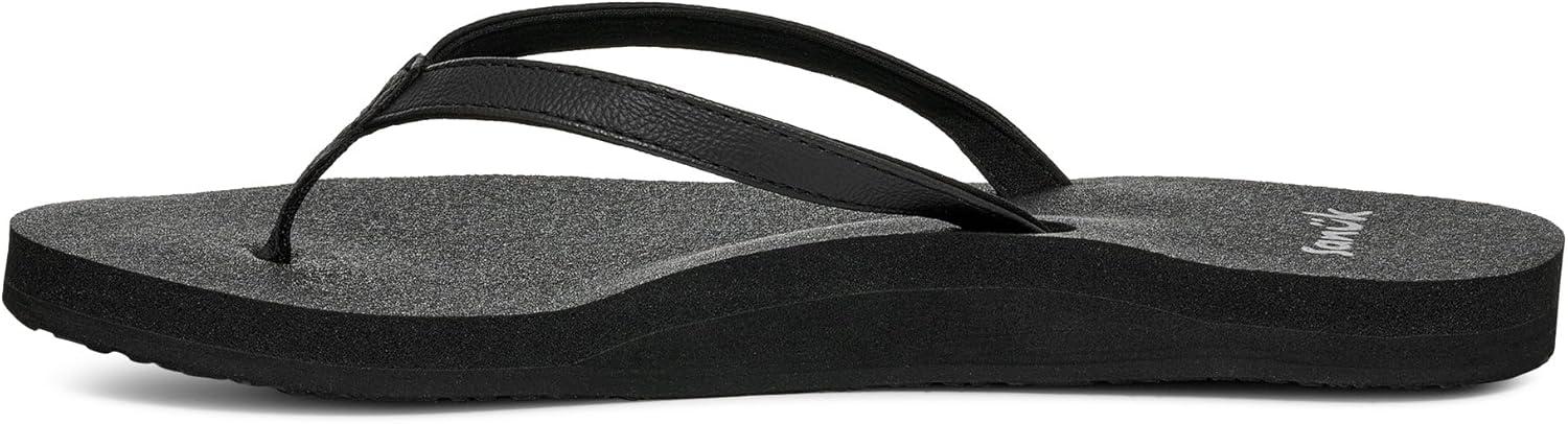 imageSanuk Yoga Joy  Yoga Mat Footbed  Flip Flops for Women  Yoga Sandals For Women  Womens Beach Sandals Black