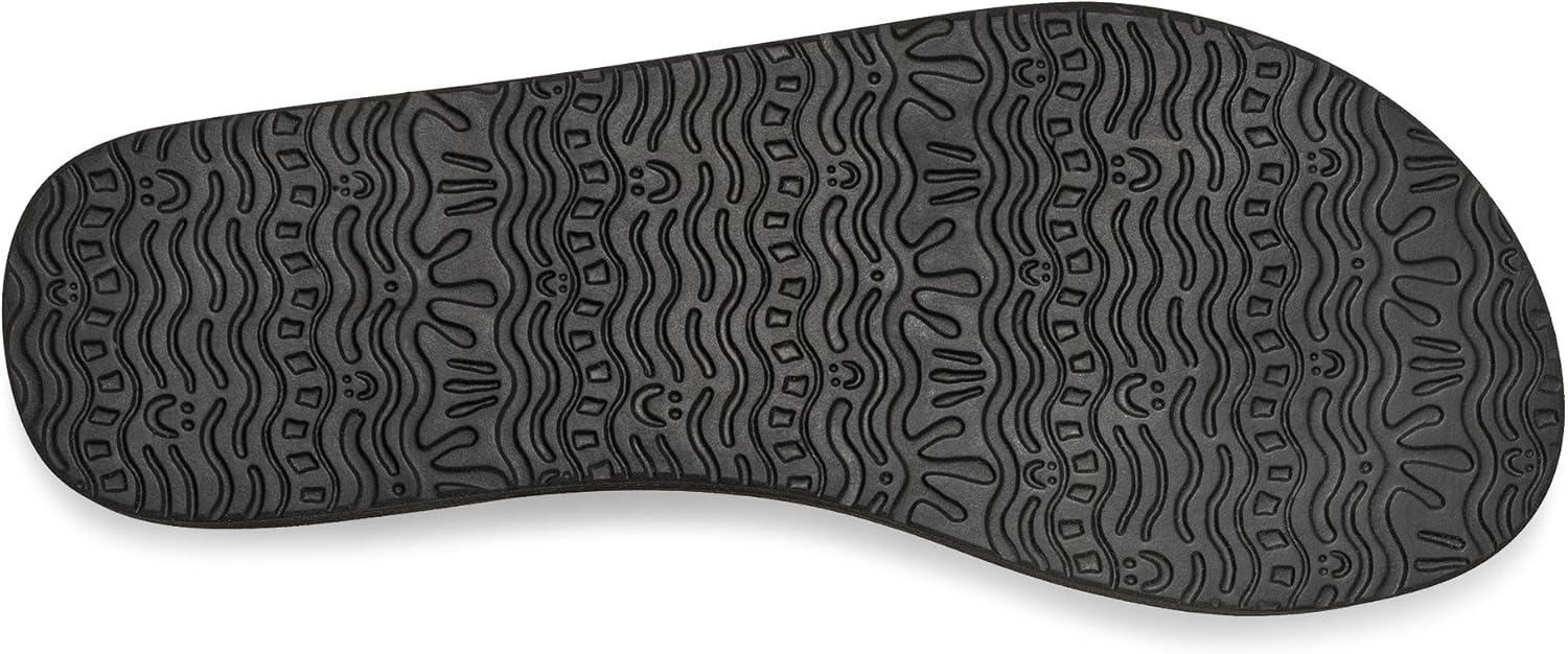 imageSanuk Yoga Joy  Yoga Mat Footbed  Flip Flops for Women  Yoga Sandals For Women  Womens Beach Sandals Black