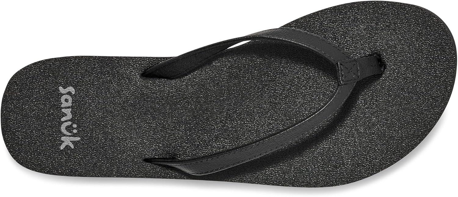 imageSanuk Yoga Joy  Yoga Mat Footbed  Flip Flops for Women  Yoga Sandals For Women  Womens Beach Sandals Black