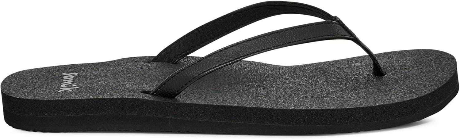 imageSanuk Yoga Joy  Yoga Mat Footbed  Flip Flops for Women  Yoga Sandals For Women  Womens Beach Sandals Black