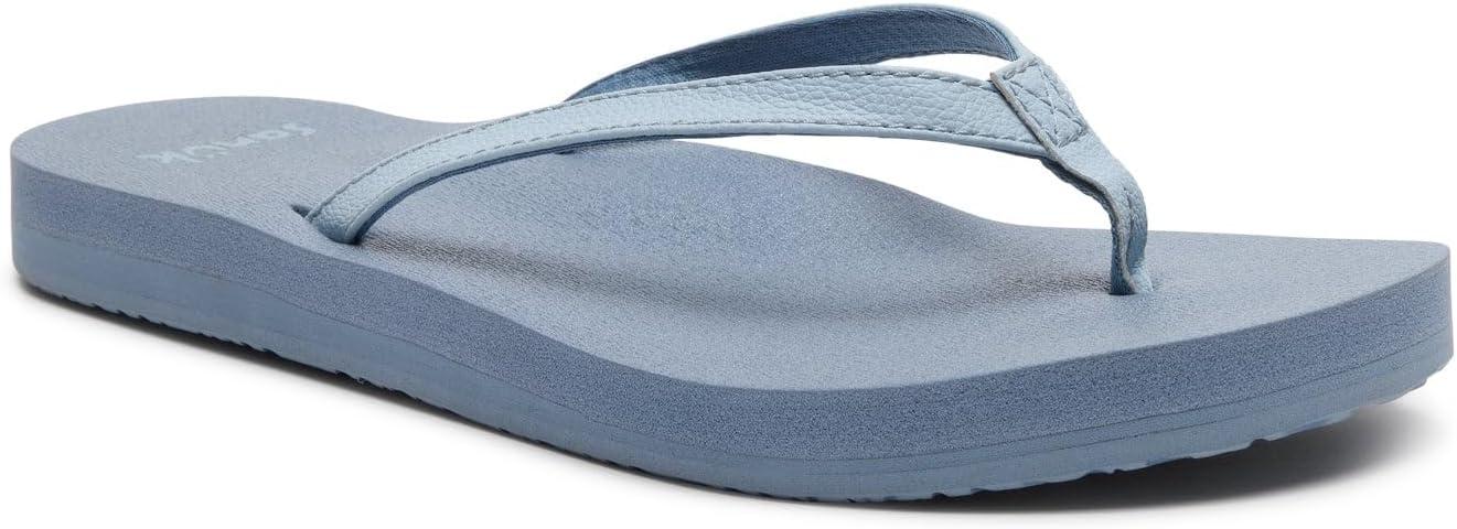 imageSanuk Yoga Joy  Yoga Mat Footbed  Flip Flops for Women  Yoga Sandals For Women  Womens Beach Sandals Denim Blue