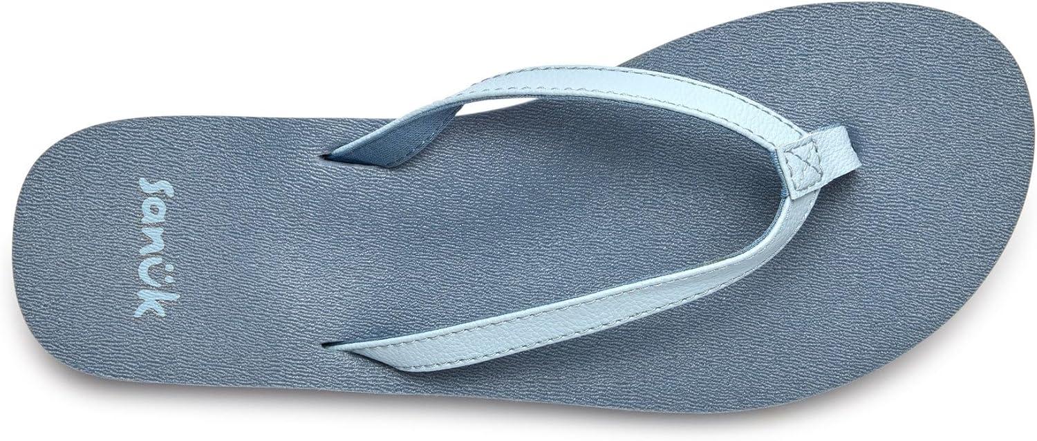 imageSanuk Yoga Joy  Yoga Mat Footbed  Flip Flops for Women  Yoga Sandals For Women  Womens Beach Sandals Denim Blue