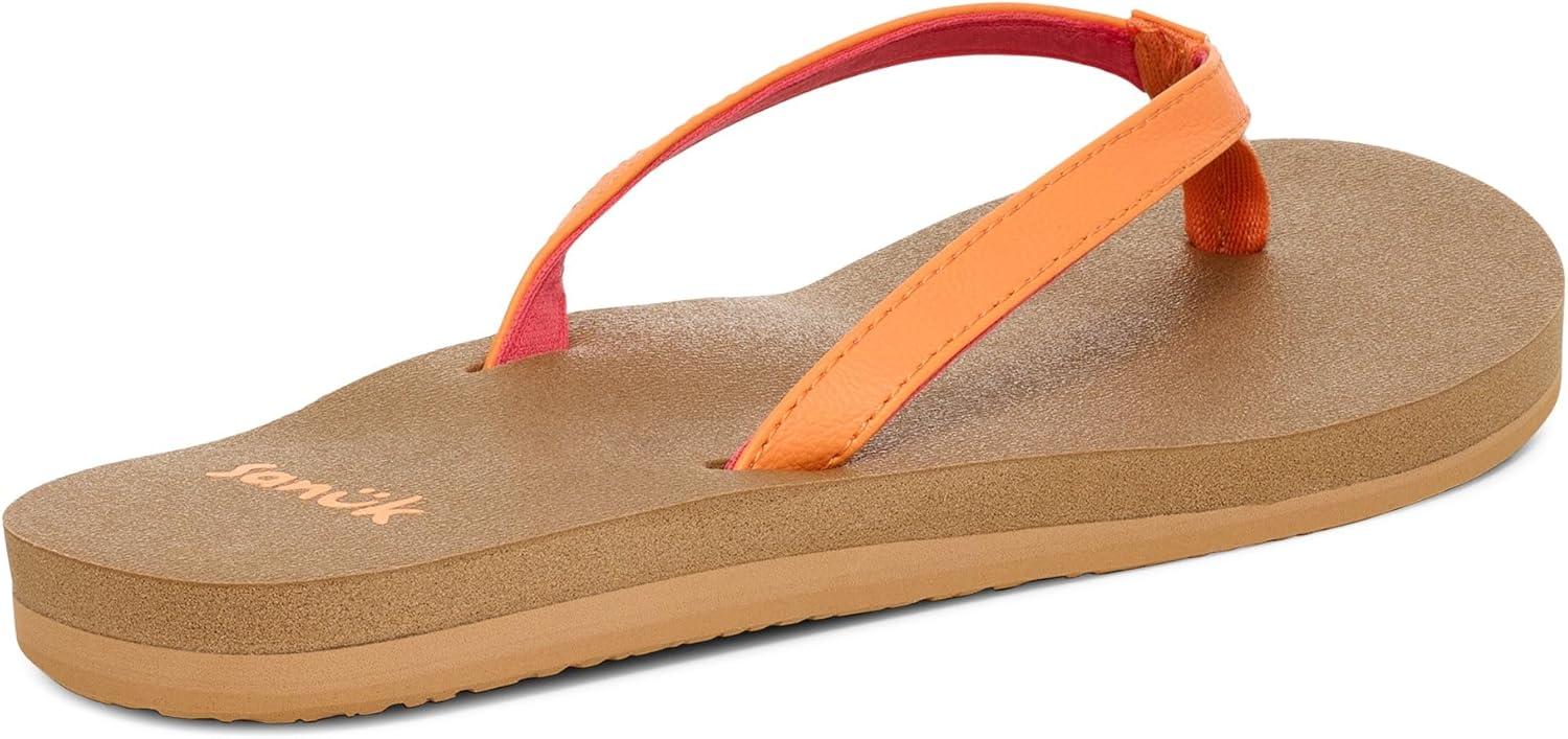 imageSanuk Yoga Joy  Yoga Mat Footbed  Flip Flops for Women  Yoga Sandals For Women  Womens Beach Sandals Papaya