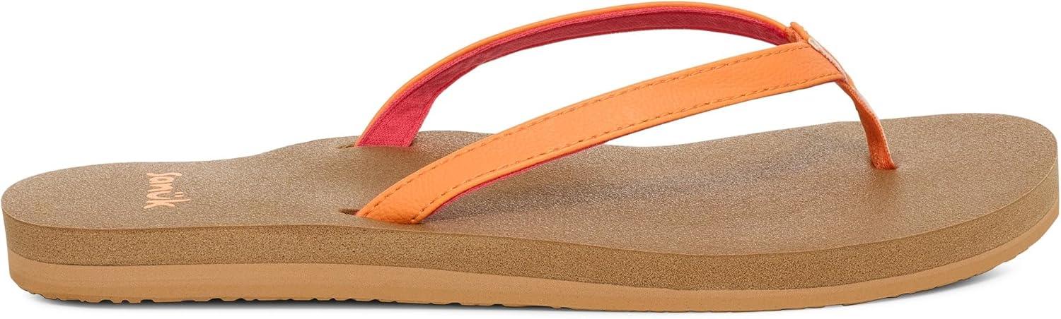 imageSanuk Yoga Joy  Yoga Mat Footbed  Flip Flops for Women  Yoga Sandals For Women  Womens Beach Sandals Papaya