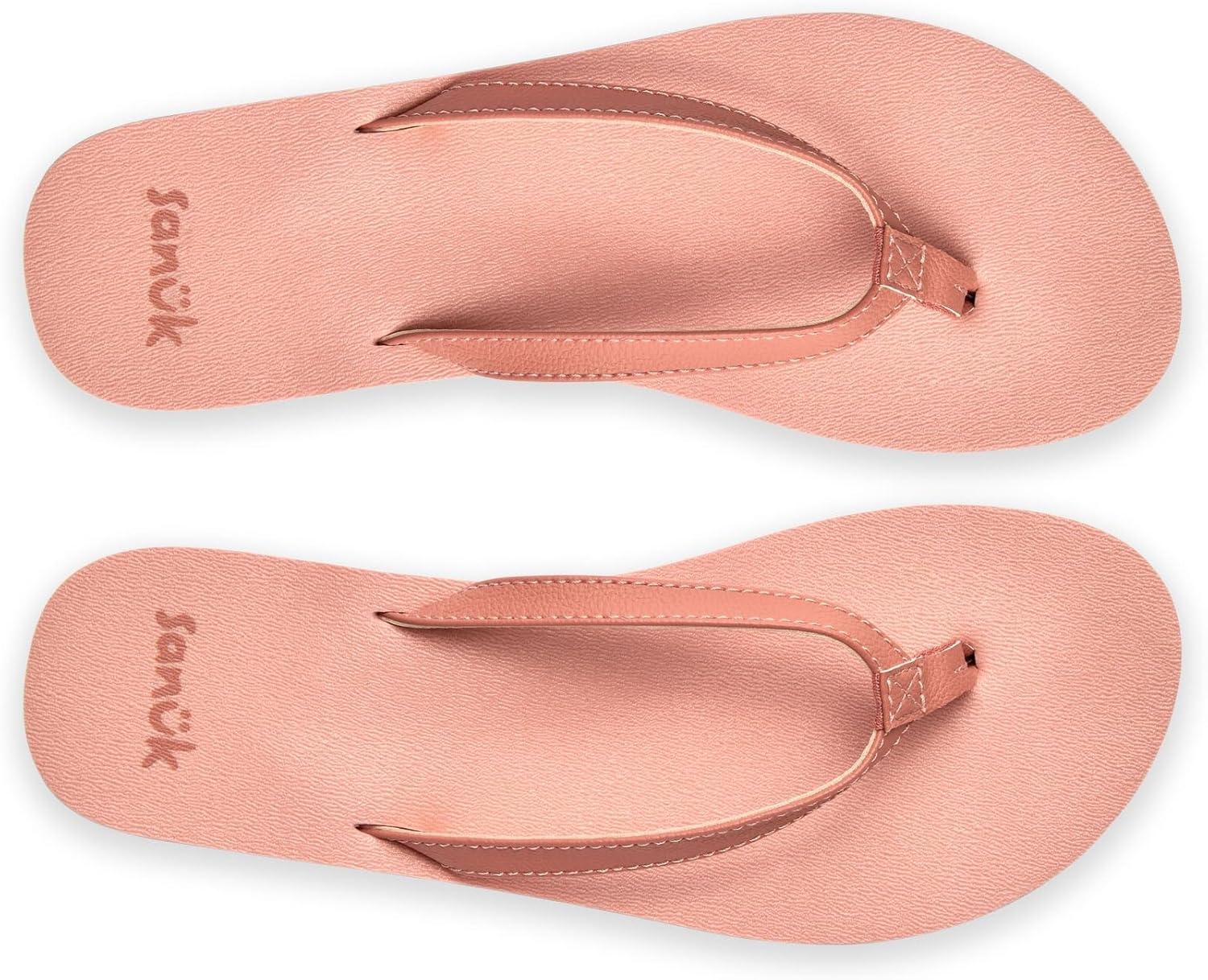 imageSanuk Yoga Joy  Yoga Mat Footbed  Flip Flops for Women  Yoga Sandals For Women  Womens Beach Sandals Rose Dawn