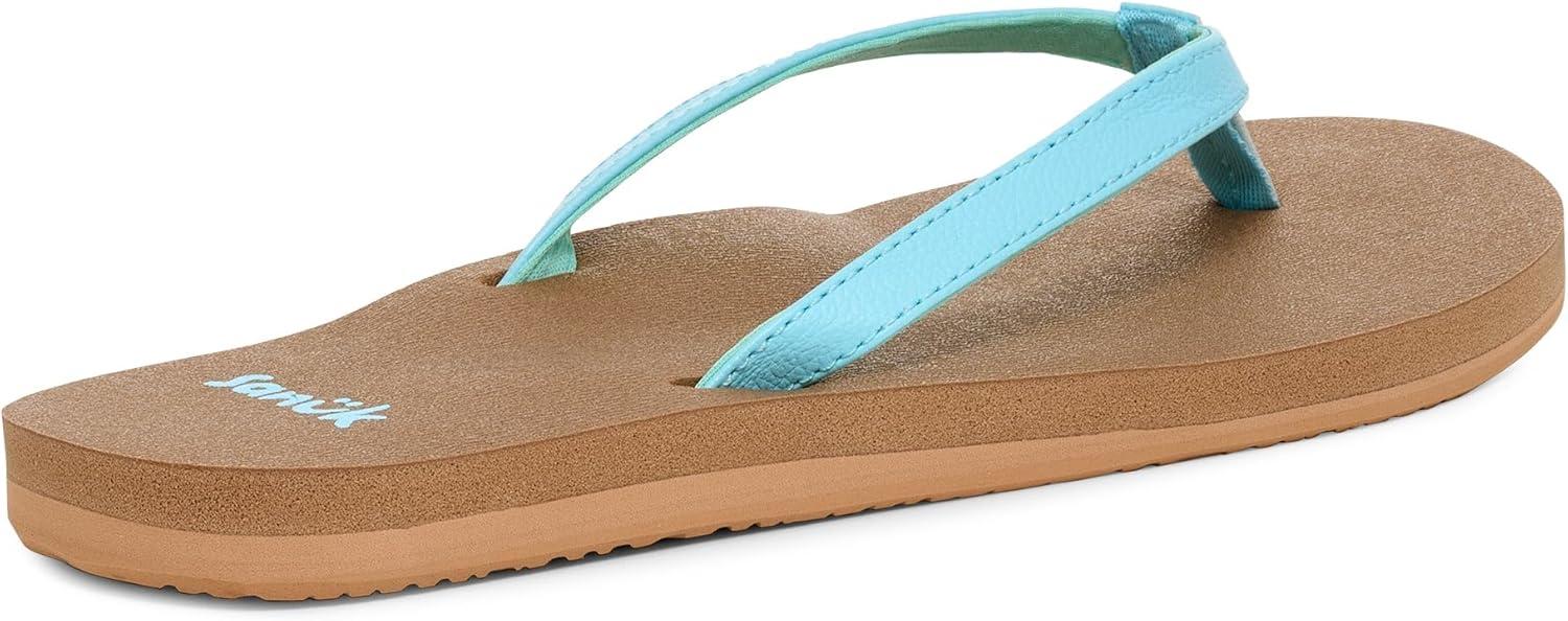imageSanuk Yoga Joy  Yoga Mat Footbed  Flip Flops for Women  Yoga Sandals For Women  Womens Beach Sandals Sky Blue