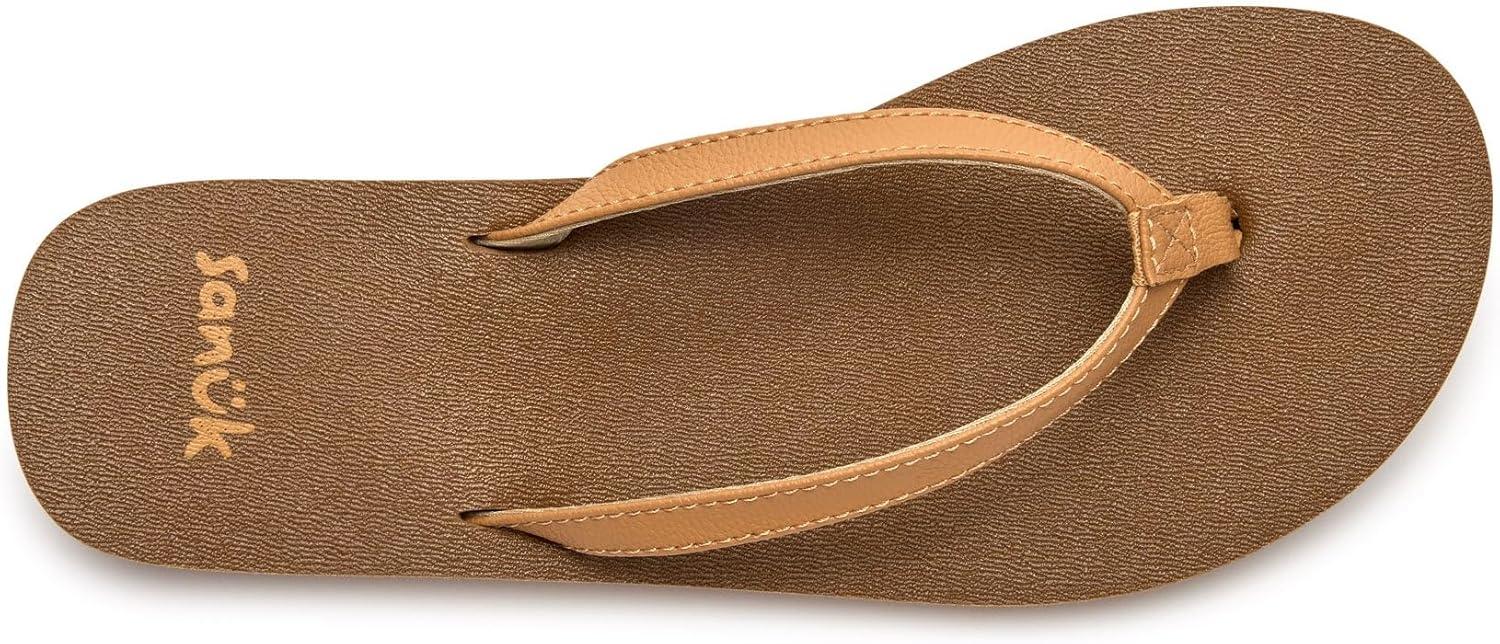 imageSanuk Yoga Joy  Yoga Mat Footbed  Flip Flops for Women  Yoga Sandals For Women  Womens Beach Sandals Tan