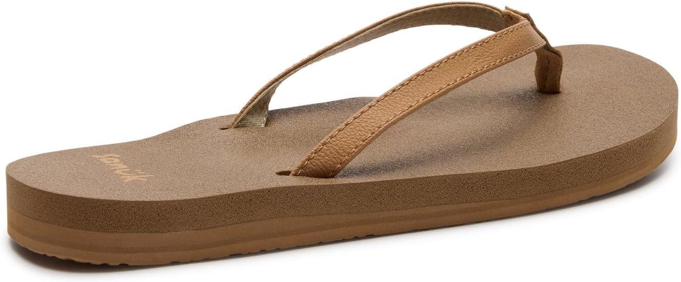 imageSanuk Yoga Joy  Yoga Mat Footbed  Flip Flops for Women  Yoga Sandals For Women  Womens Beach Sandals Tan