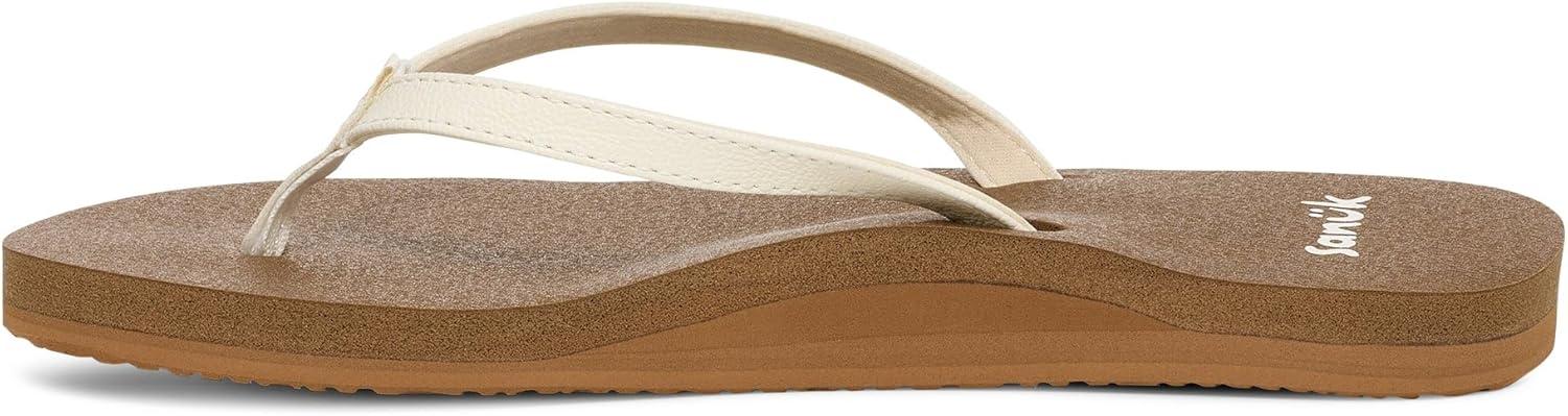 imageSanuk Yoga Joy  Yoga Mat Footbed  Flip Flops for Women  Yoga Sandals For Women  Womens Beach Sandals White