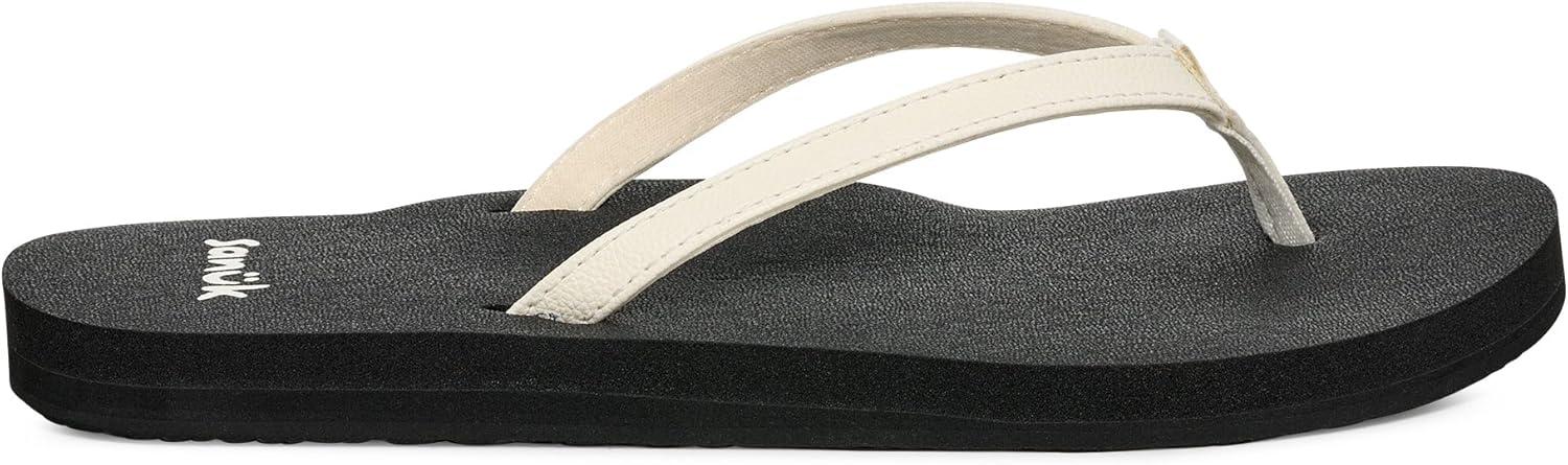 imageSanuk Yoga Joy  Yoga Mat Footbed  Flip Flops for Women  Yoga Sandals For Women  Womens Beach Sandals White Black