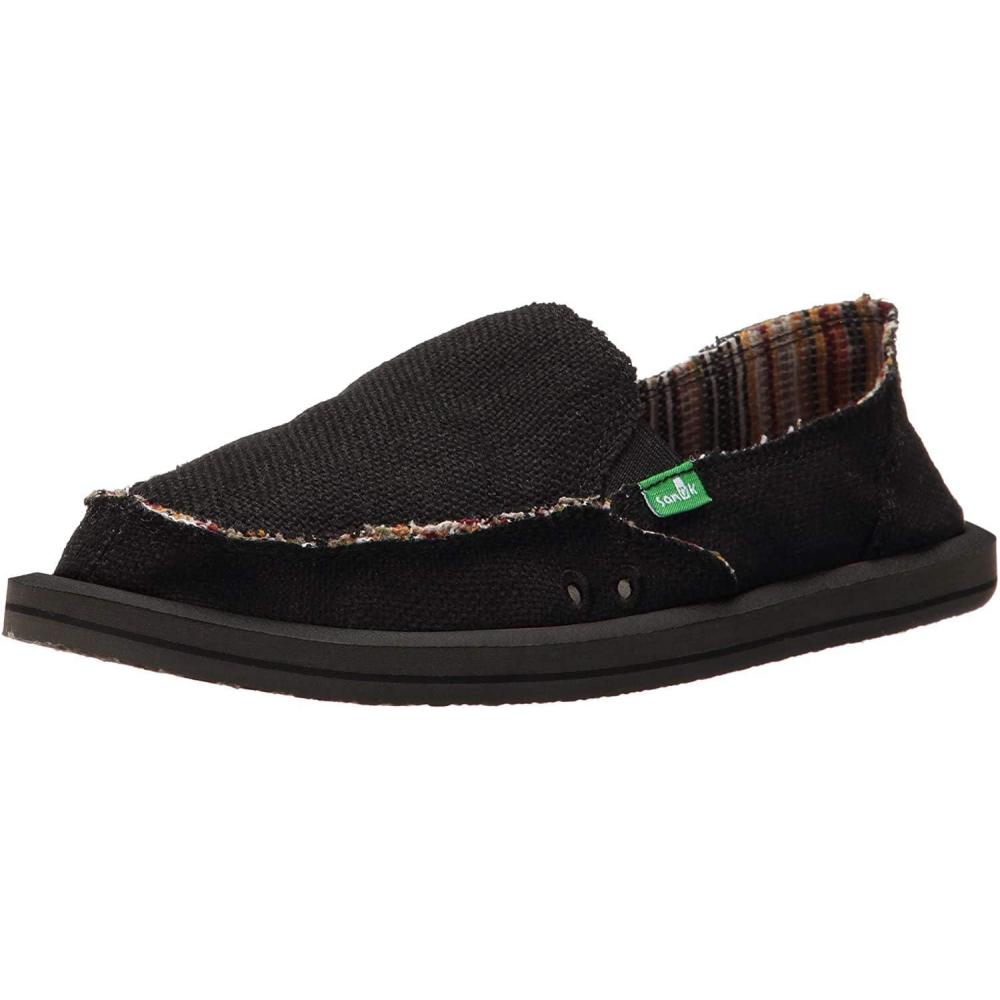 imageSanuk Womens Donna Soft Top Hemp Loafers  Womens Shoes  Slip On Shoes for Women  Womens Slipon Loafers  Memory Foam FootbedBlackBlack