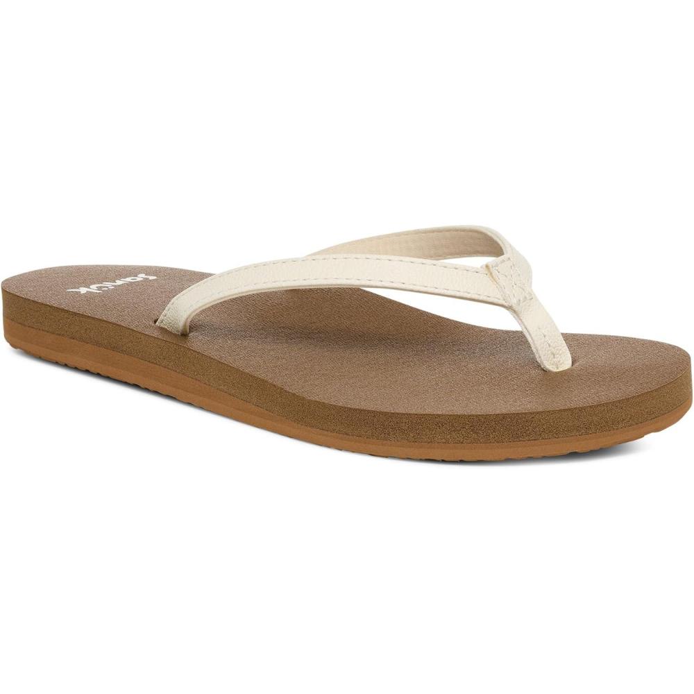 imageSanuk Yoga Joy  Yoga Mat Footbed  Flip Flops for Women  Yoga Sandals For Women  Womens Beach Sandals White
