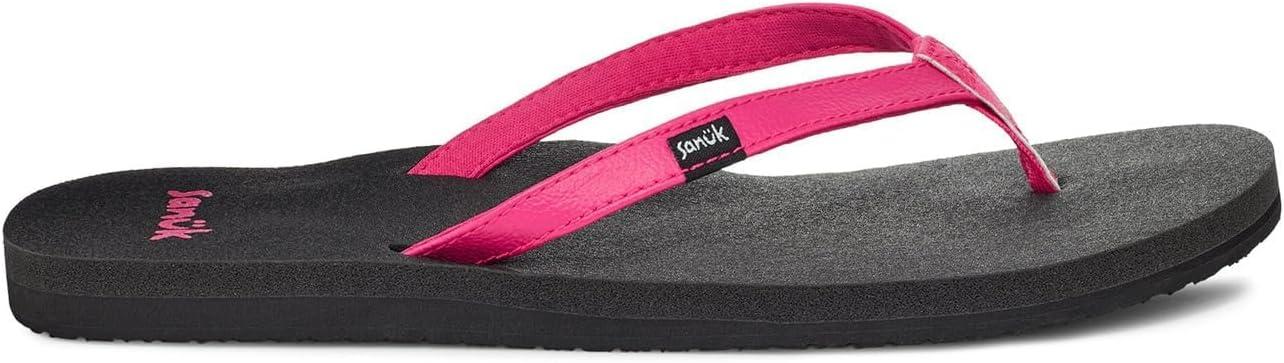 imageSanuk Yoga Joy Vintage Floral  Flip Flops for Women  Yoga Sandals For Women  Womens Beach Sandals  Memory Foam FootbedHot Pink