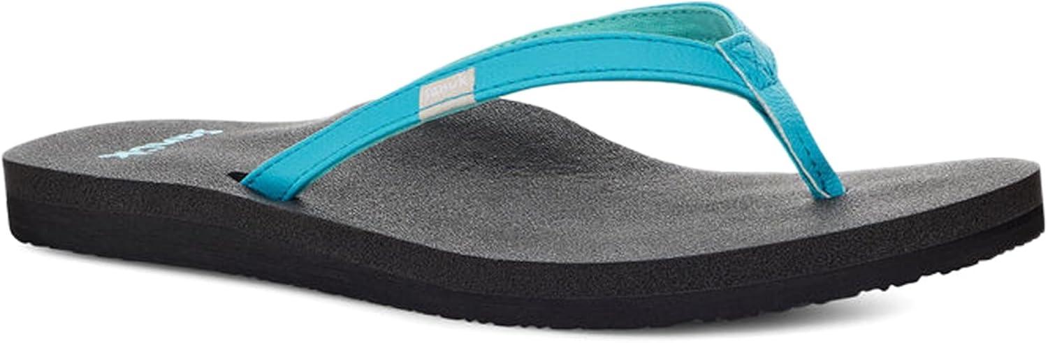 imageSanuk Yoga Joy Vintage Floral  Flip Flops for Women  Yoga Sandals For Women  Womens Beach Sandals  Memory Foam FootbedScuba Blue