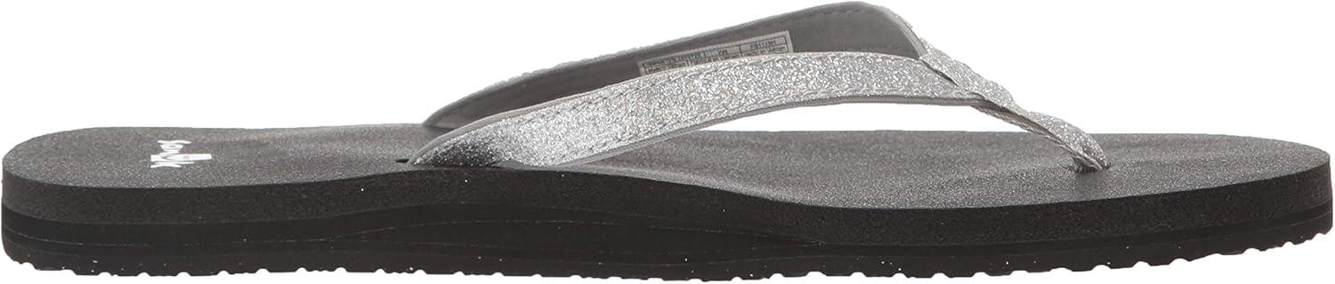 imageSanuk Yoga Joy Vintage Floral  Flip Flops for Women  Yoga Sandals For Women  Womens Beach Sandals  Memory Foam FootbedSilver Sparkle