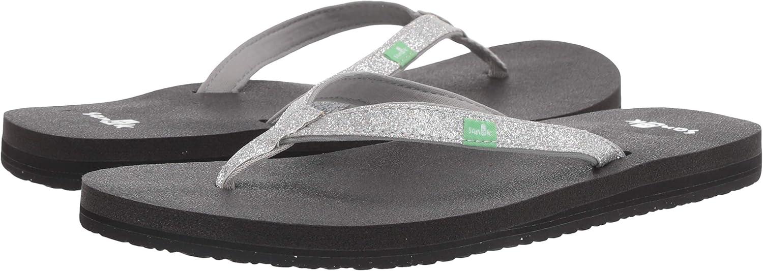 imageSanuk Yoga Joy Vintage Floral  Flip Flops for Women  Yoga Sandals For Women  Womens Beach Sandals  Memory Foam FootbedSilver Sparkle