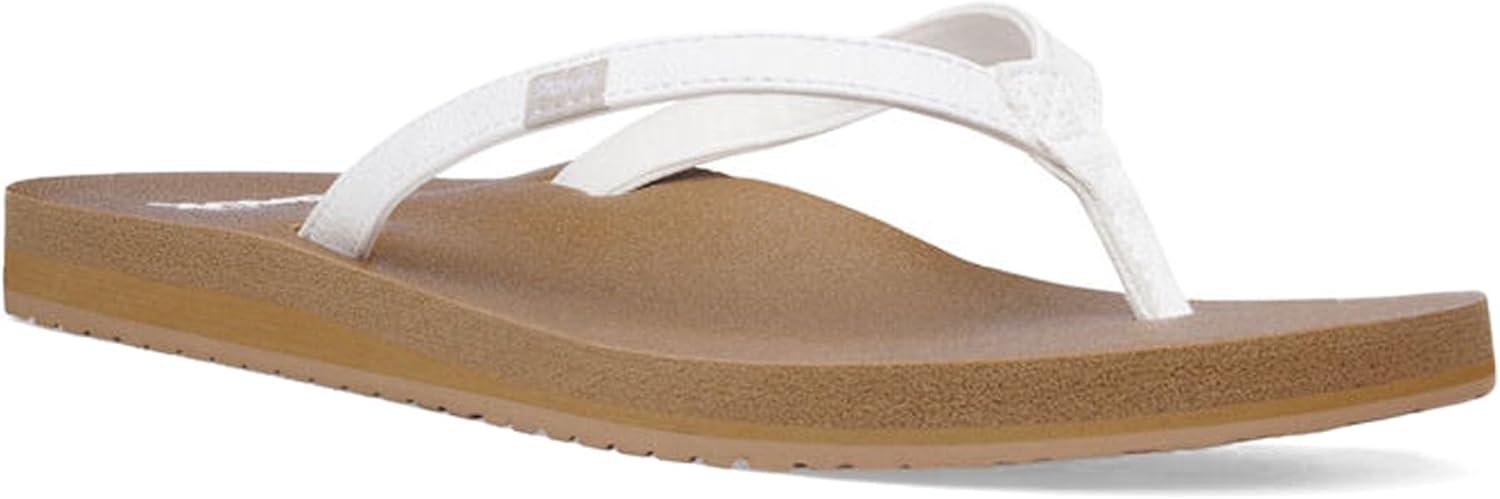 imageSanuk Yoga Joy Vintage Floral  Flip Flops for Women  Yoga Sandals For Women  Womens Beach Sandals  Memory Foam FootbedTan White