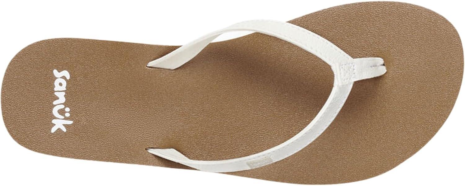 imageSanuk Yoga Joy Vintage Floral  Flip Flops for Women  Yoga Sandals For Women  Womens Beach Sandals  Memory Foam FootbedTan White