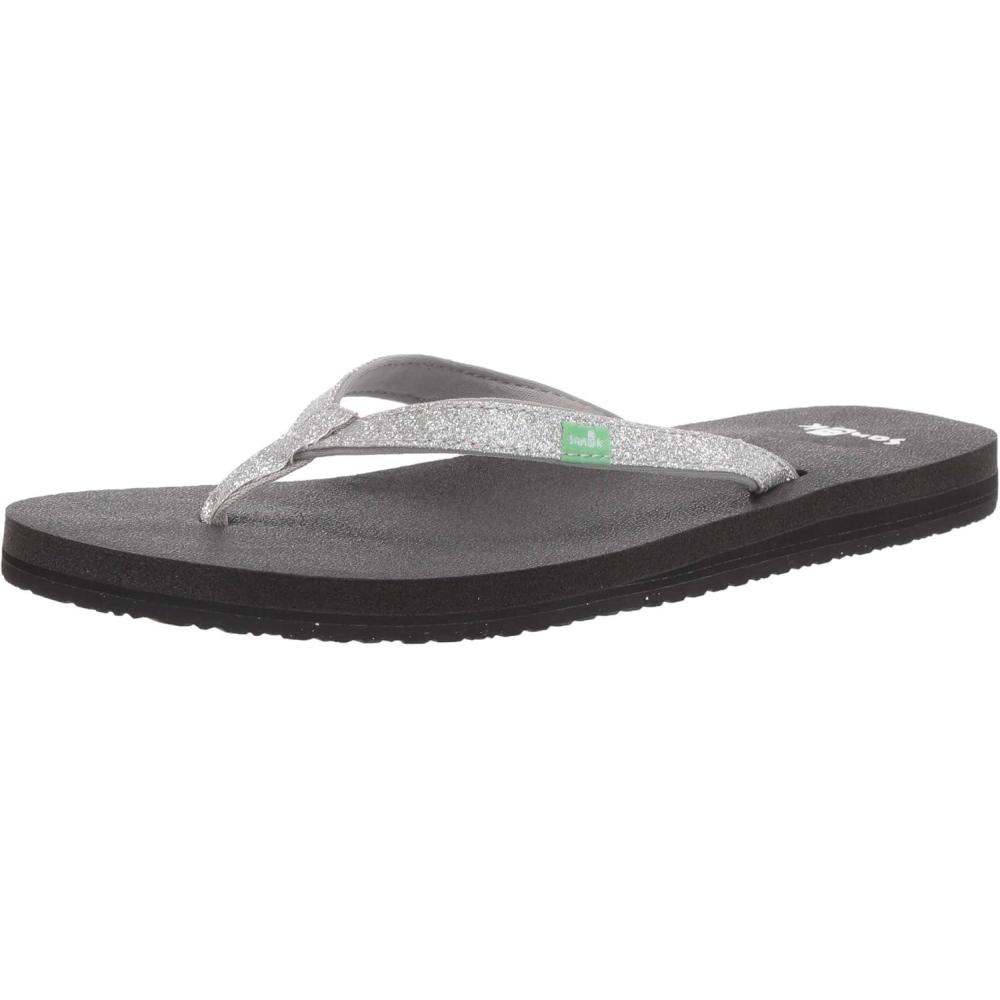imageSanuk Yoga Joy Vintage Floral  Flip Flops for Women  Yoga Sandals For Women  Womens Beach Sandals  Memory Foam FootbedSilver Sparkle