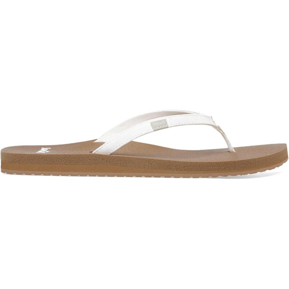 imageSanuk Yoga Joy Vintage Floral  Flip Flops for Women  Yoga Sandals For Women  Womens Beach Sandals  Memory Foam FootbedTan White
