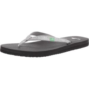 imageSanuk Yoga Joy Vintage Floral  Flip Flops for Women  Yoga Sandals For Women  Womens Beach Sandals  Memory Foam FootbedSilver Sparkle