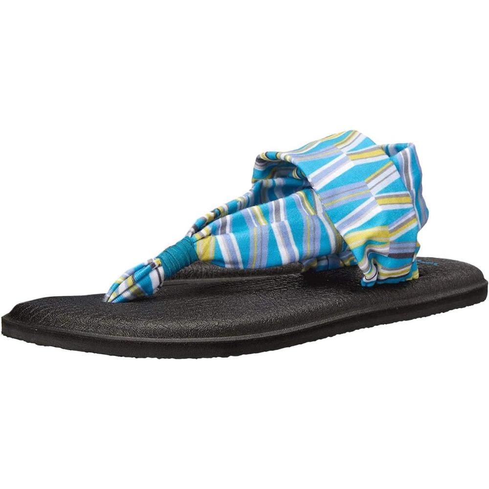 imageSanuk Womens Yoga Sling  Sandals for Women  Yoga Sandals For Women  Memory Foam Footbed  TwoWay Stretch UpperBlueGreen Mod Geo