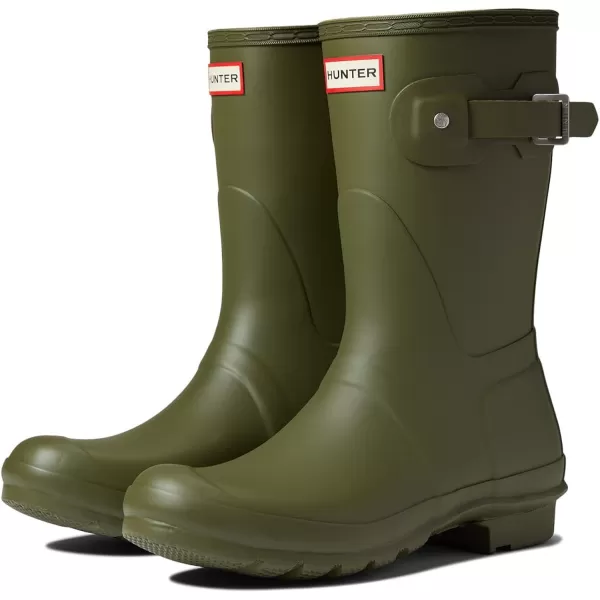 Hunter Women's Original Short Rain Boot, Olive Leaf Green, 5