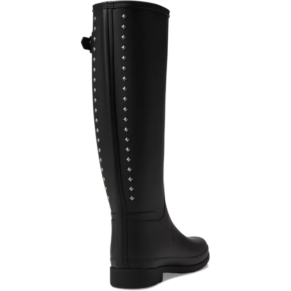 Hunter Refined Tall Studded Back Strap Boots for Women - Synthetic Upper, Textile Lining, and Neat Stitching Pattern