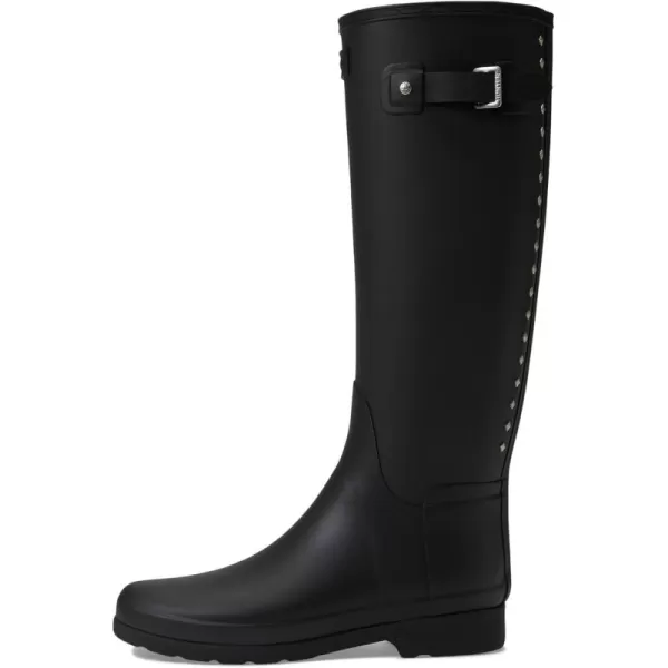 Hunter Refined Tall Studded Back Strap Boots for Women - Synthetic Upper, Textile Lining, and Neat Stitching Pattern