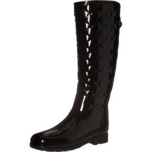 imageHunter Womens Refined Tall Quilted Gloss Rain Boot 65 usBlack