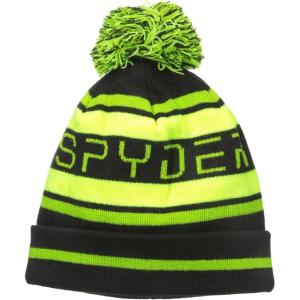 imageSpyder Mens Icebox Lined Pom Ski BeanieBlackTheory GreenBryte Yellow