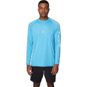 imageSpyder Mens Long Sleeve Rashguard  UPF QuickDry Swim Shirt Surfing Hiking WorkoutsAqua