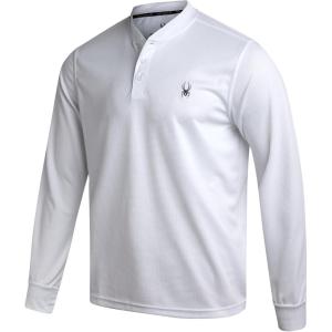 imageSpyder Mens Thermal Long Sleeve Shirt  Moisture Wicking Henley Shirts for Men with UP 30 Dri Fit Long Sleeve Shirts for MenWhite