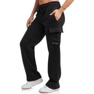 imageSpyder Womens Cargo Sweatpants  Cozy Fleece Joggers for Women with Adjustable Drawstring Waist and Pockets Sizes SXLBlack