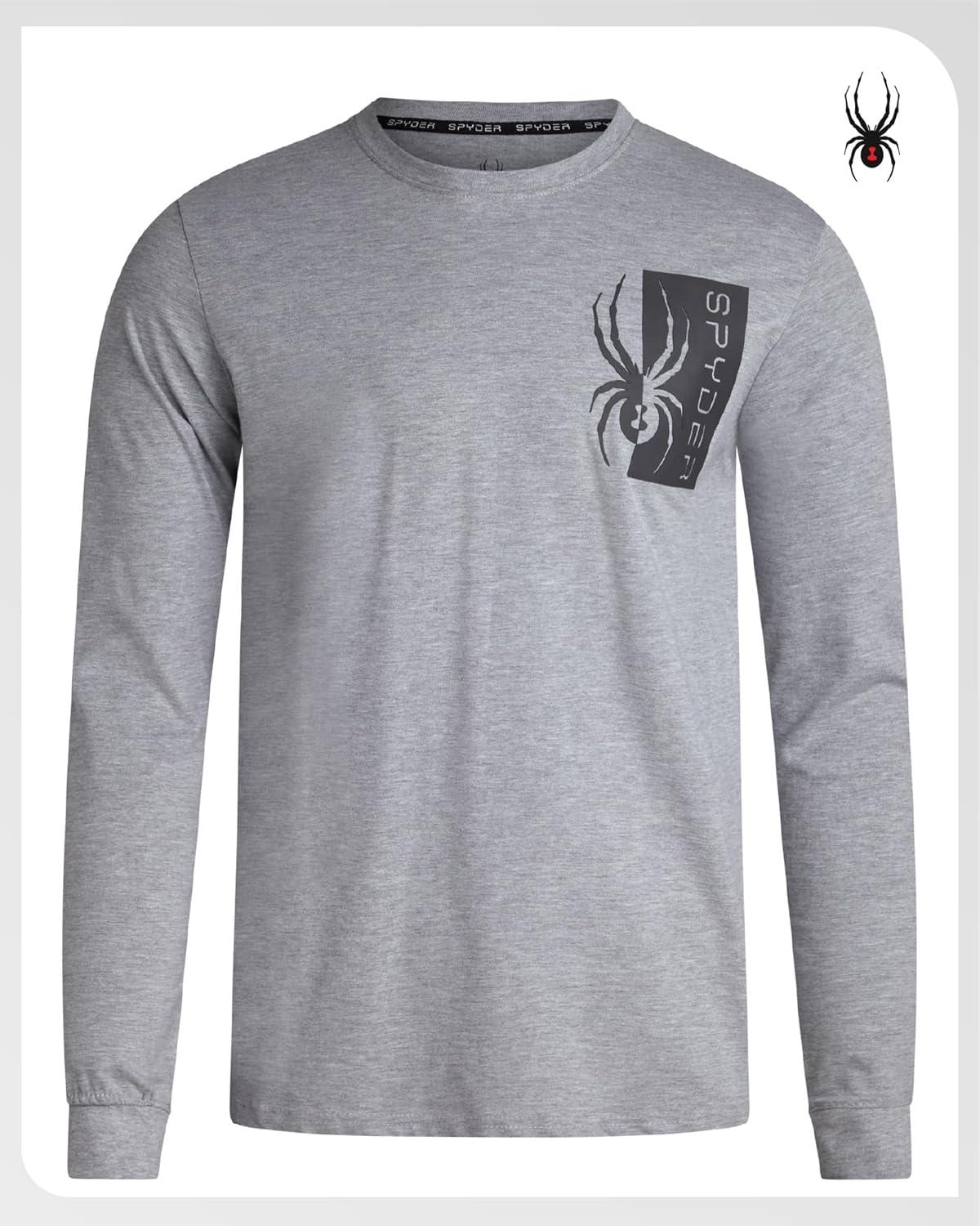 imageSpyder Mens Long Sleeve Tee Shirts  Mountain Top Printed Crewneck Graphic Tee  Casual Long Sleeve Shirts for Men SXXLHeather Grey Logo