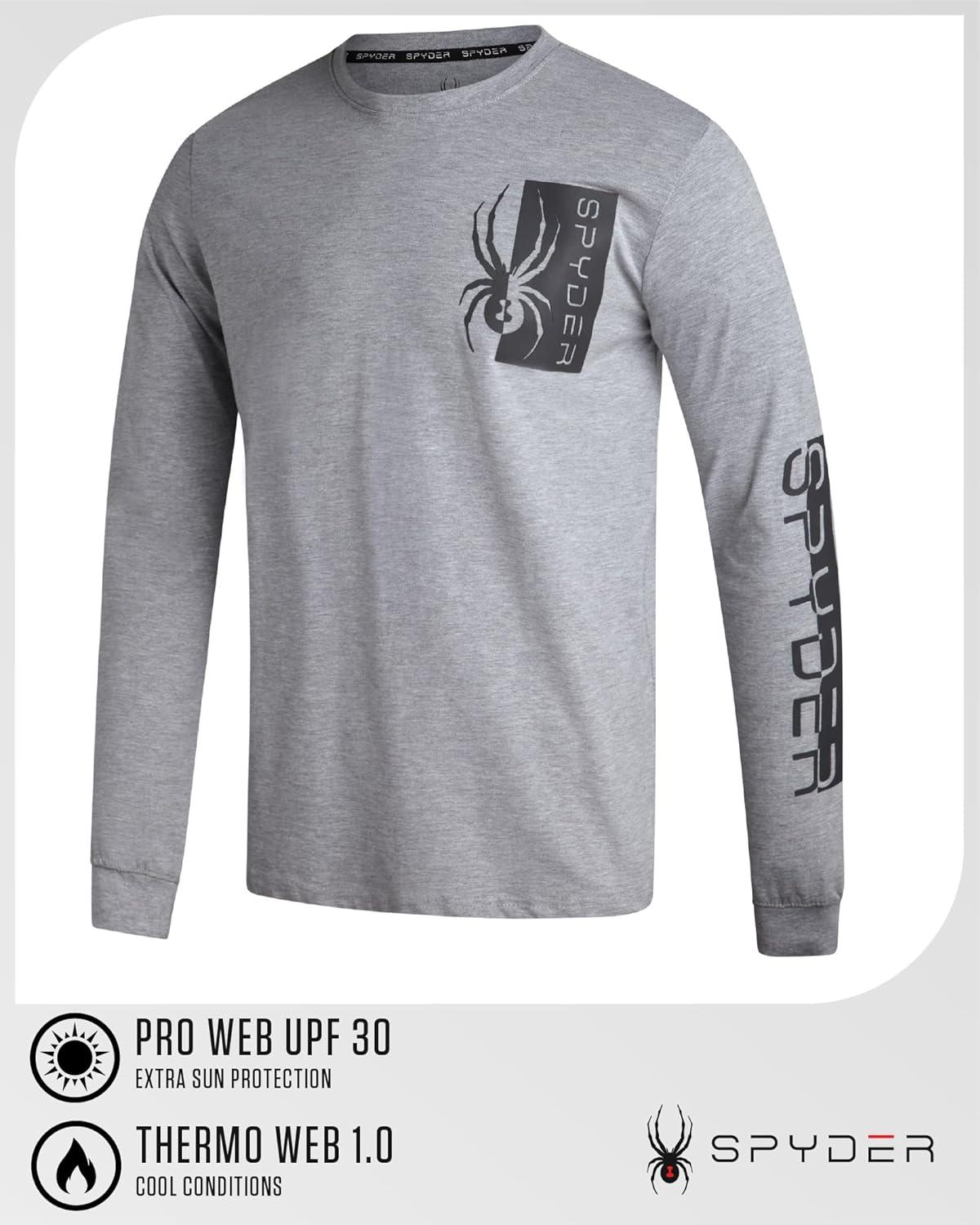 imageSpyder Mens Long Sleeve Tee Shirts  Mountain Top Printed Crewneck Graphic Tee  Casual Long Sleeve Shirts for Men SXXLHeather Grey Logo