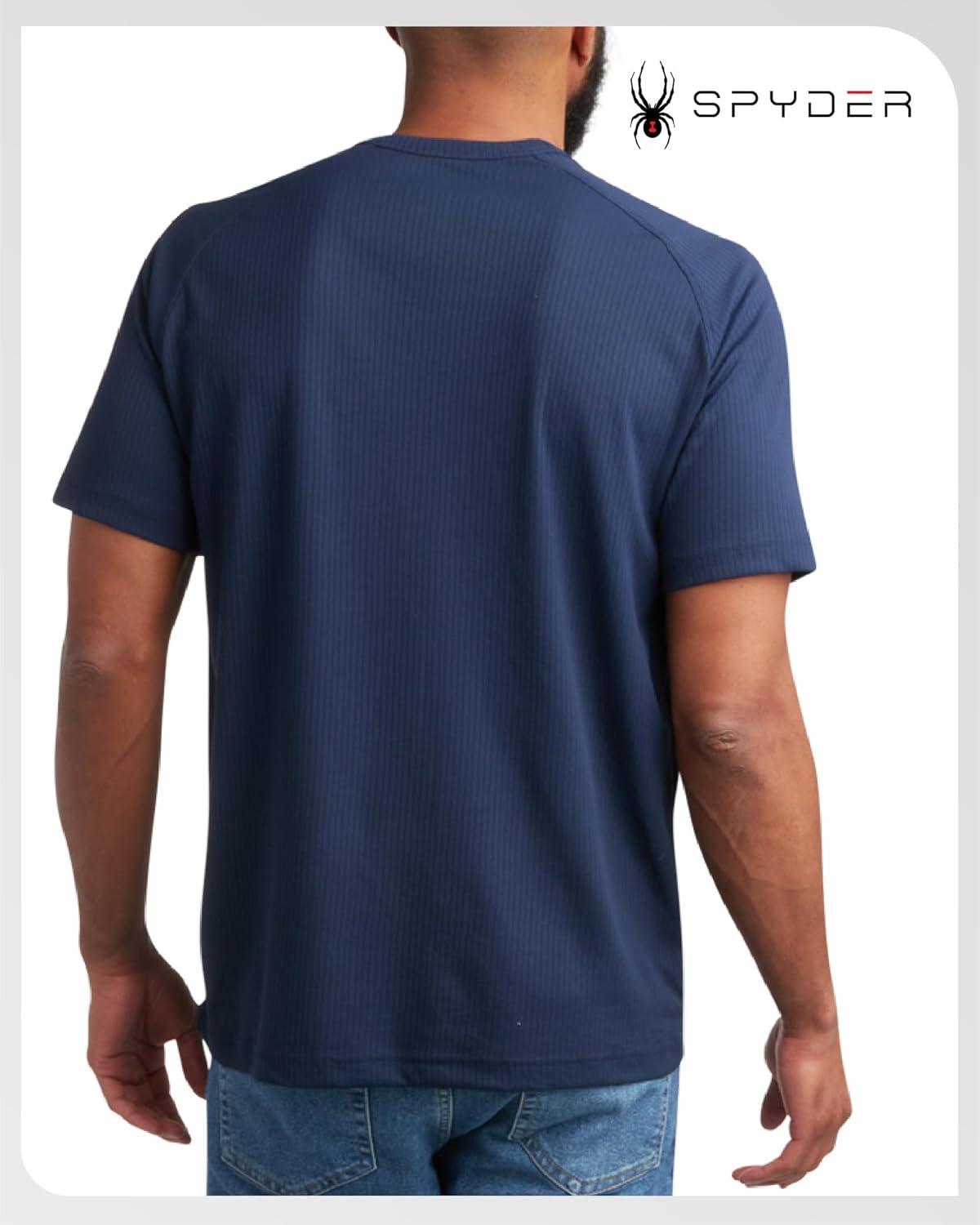 imageSpyder Mens Shirts  Moisture Wicking Short Sleeve Henley Shirts for Men  Lightweight Quick Dry Athletic Shirt Sizes SXLNavy