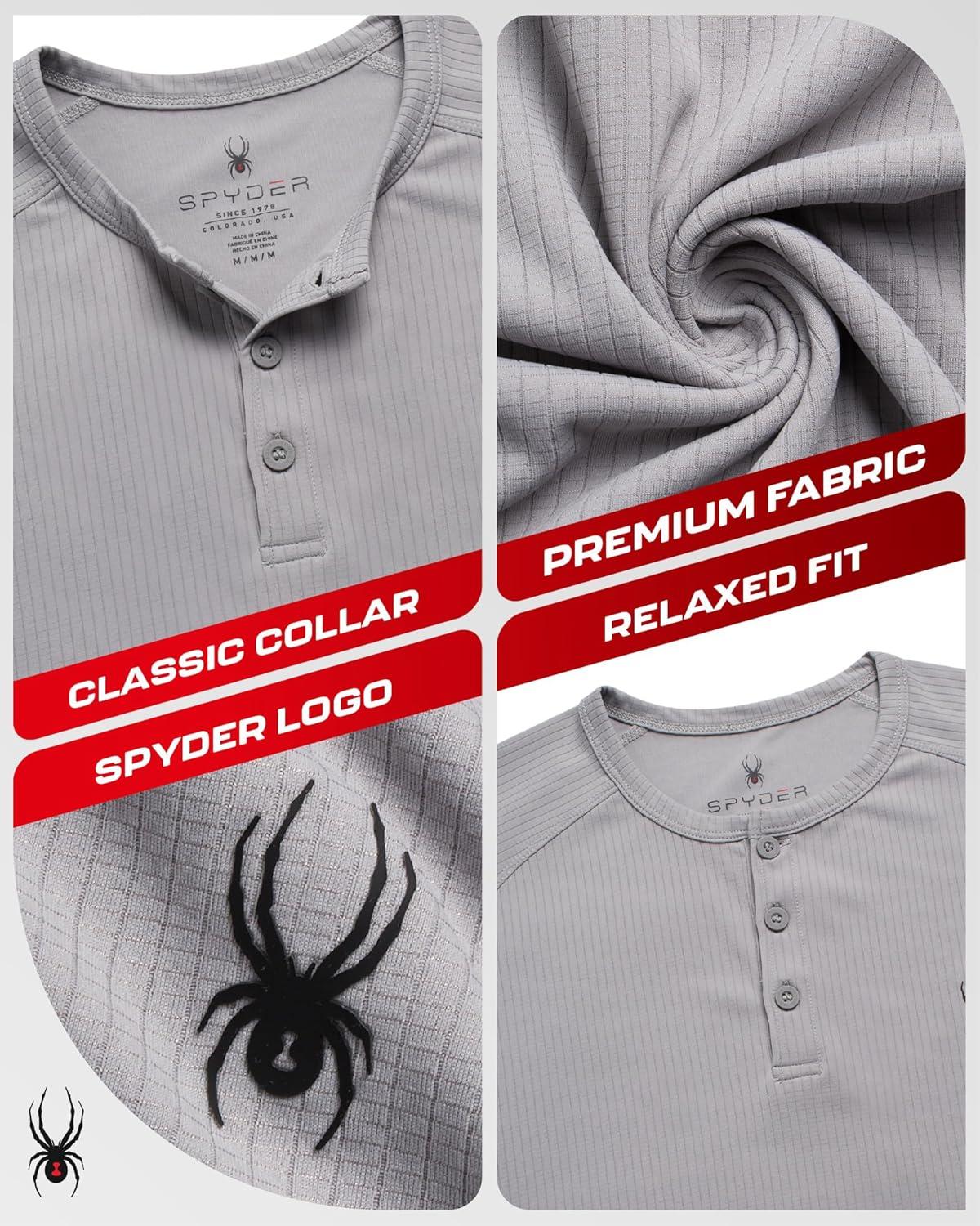 imageSpyder Mens Shirts  Moisture Wicking Short Sleeve Henley Shirts for Men  Lightweight Quick Dry Athletic Shirt Sizes SXLPewter