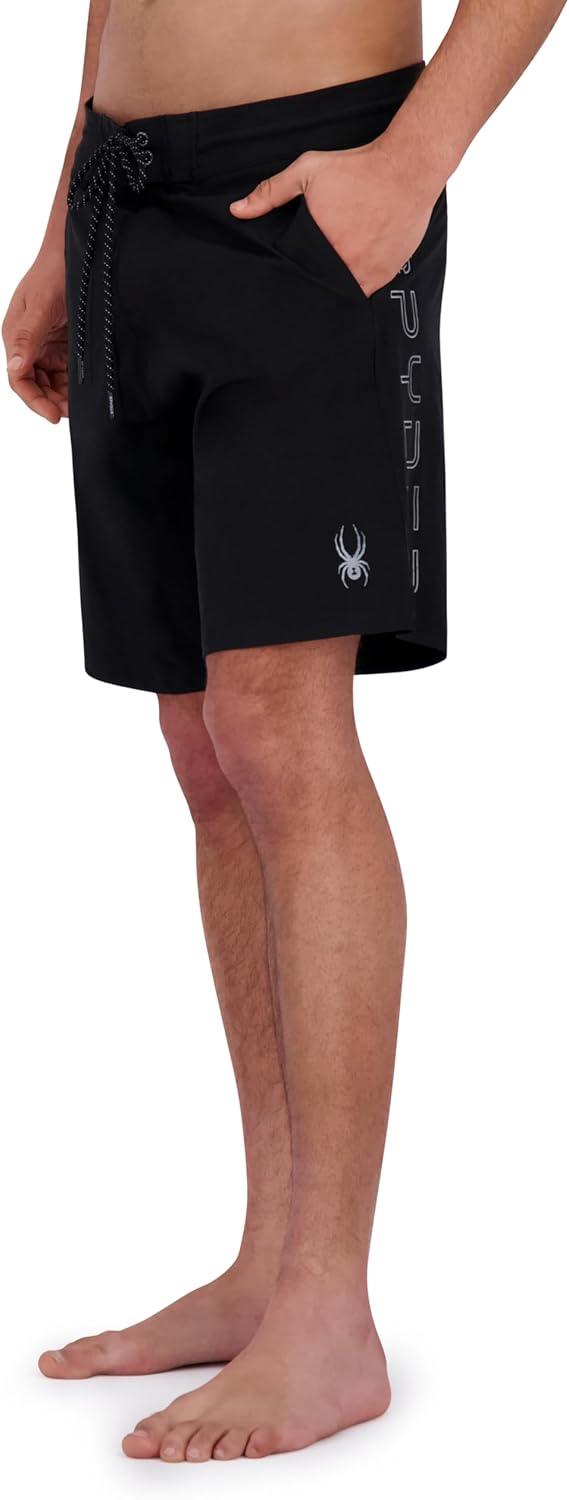 imageSpyder Mens Swim Trunks Stretch QuickDry 9 Inseam Board Shorts UPF Pockets Brief LinerOld Black