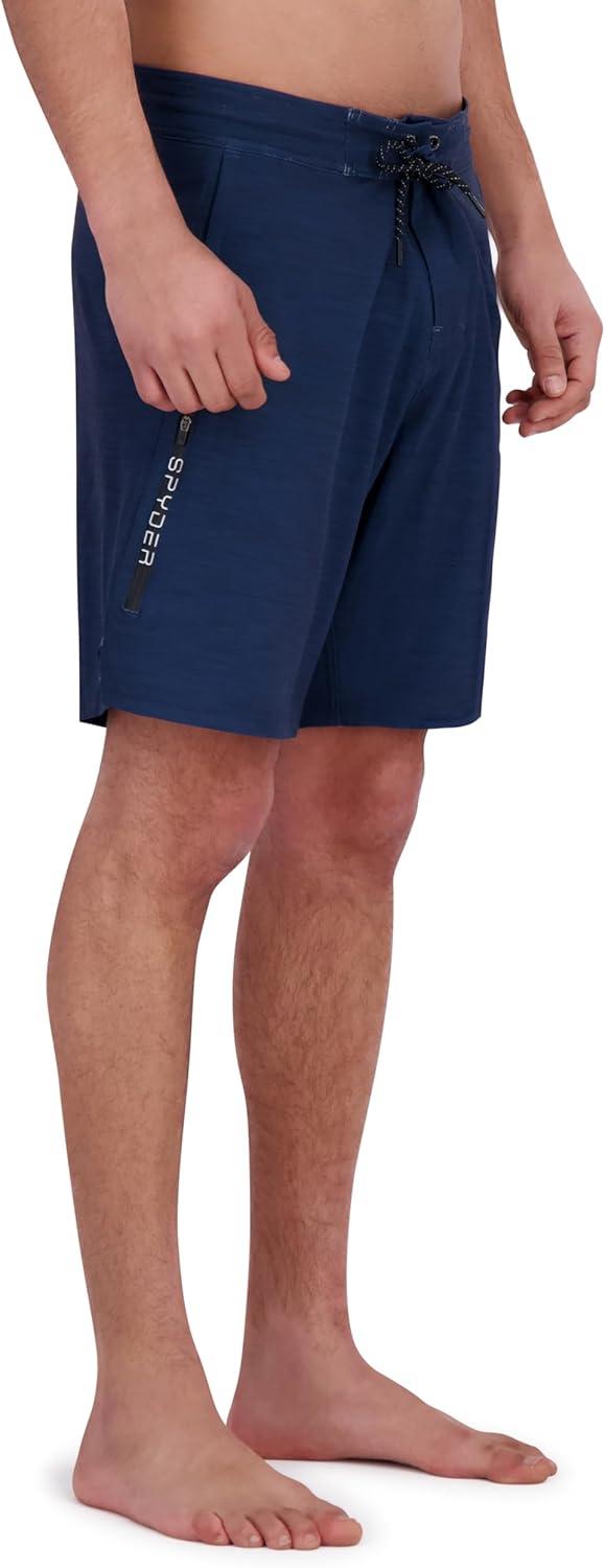 imageSpyder Mens Swim Trunks Stretch QuickDry 9 Inseam Board Shorts UPF Pockets Brief LinerOld Denim