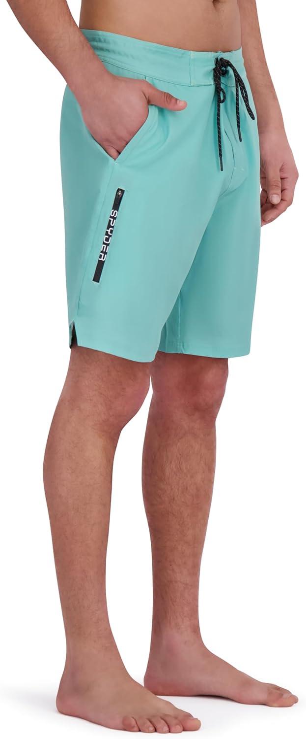 imageSpyder Mens Swim Trunks Stretch QuickDry 9 Inseam Board Shorts UPF Pockets Brief LinerWasabi