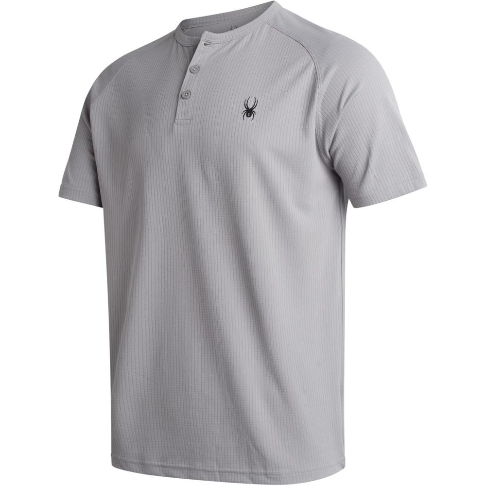 imageSpyder Mens Shirts  Moisture Wicking Short Sleeve Henley Shirts for Men  Lightweight Quick Dry Athletic Shirt Sizes SXLPewter