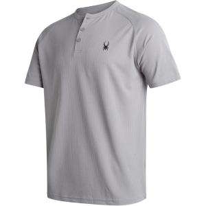 imageSpyder Mens Shirts  Moisture Wicking Short Sleeve Henley Shirts for Men  Lightweight Quick Dry Athletic Shirt Sizes SXLPewter
