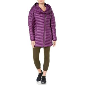 imageSpyder Womens Timeless Long Down Jacket  Paneled Puffy Lightweight Hooded Full ZipRaisin