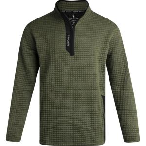 imageSpyder Mens Quarter Zip Pullover Sweater  Performance Grid Fleece 14 Zip Pullover Mens Sweatshirt for Golf Hiking RunningOlive